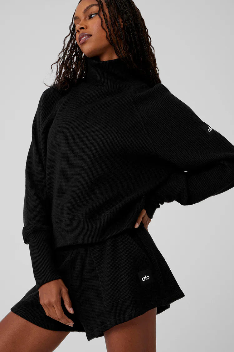 WAFFLE WEEKEND ESCAPE MOCK NECK LONG SLEEVE